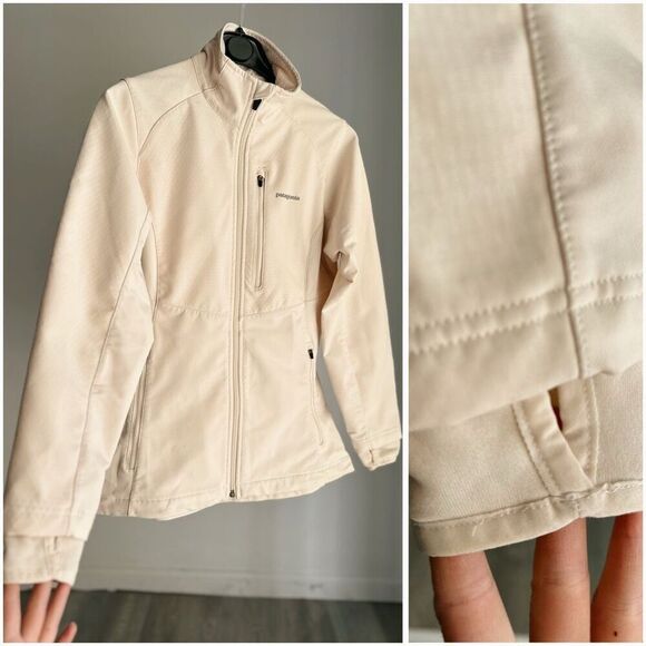 Patagonia Polartec Power Dry Ivory Full Zip Soft Shell Full Zip Jacket XS - Picture 3 of 5